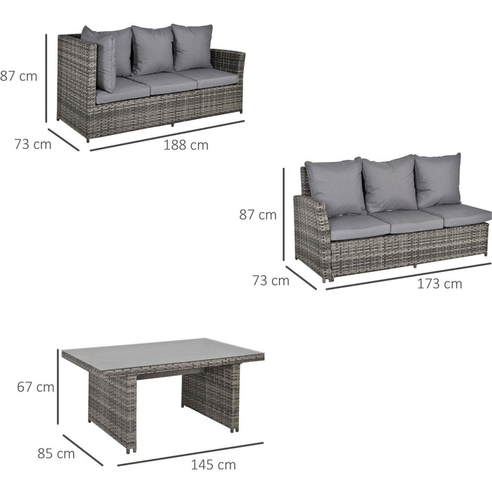 5 Seater Rattan Corner Dining Set with Cushions