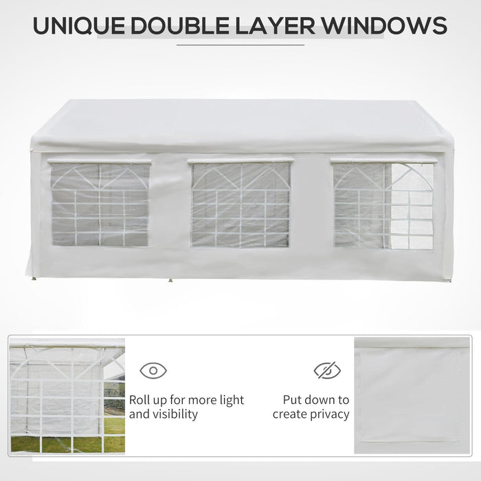 6x3 Gazebo With Sides, Windows, Roll Down Blinds, White