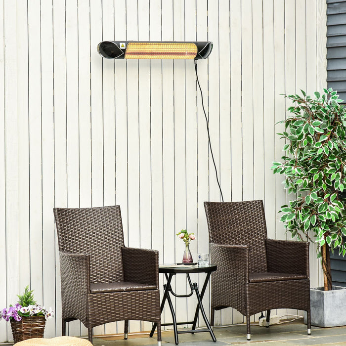 2000W Wall Mounted Patio Heater - Remote, 4 Settings, Timer