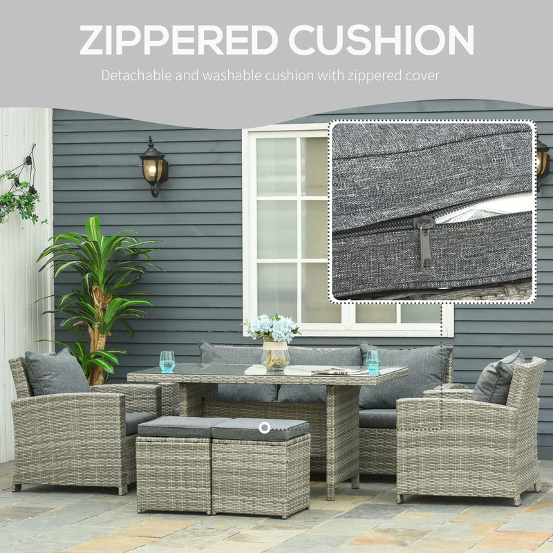 Rattan Garden Dining Set, 7 Seater