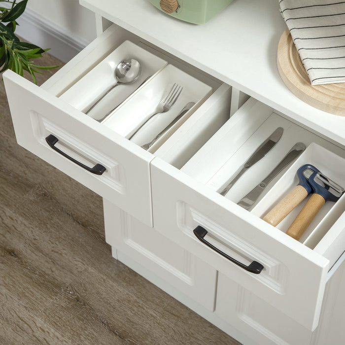 Kitchen Cupboard, 2 Shelves, 2 Drawers, White