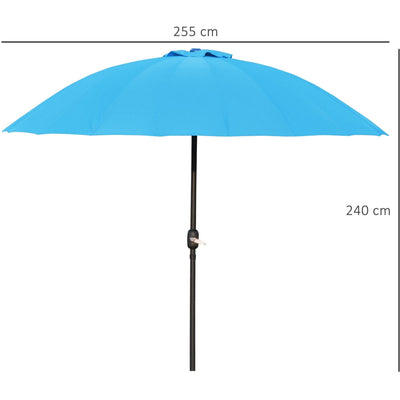 Round Patio Parasol, 2.5m, Tilt Crank, 18 Ribs Outsunny