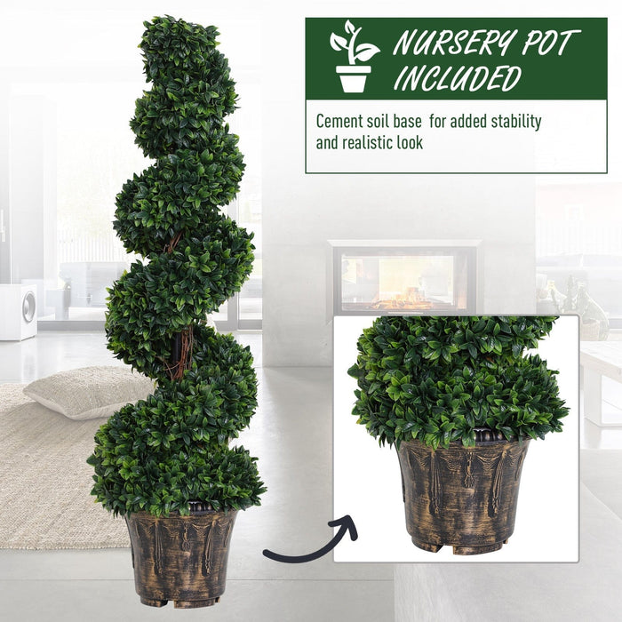 Set of 2 Artificial Boxwood Spiral Topiaries, Indoor/Outdoor