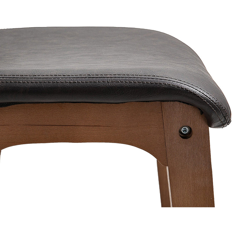 Wooden Breakfast Bar Stools With Backs, Brown Leather