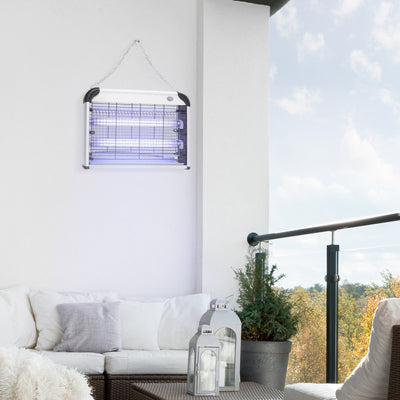 Outsunny Free Standing Wall Hanging 20W Electric Fly Mosquito Killer Electric Fly Zapper, Bug Zapper, Insect Killer, Silver Outsunny