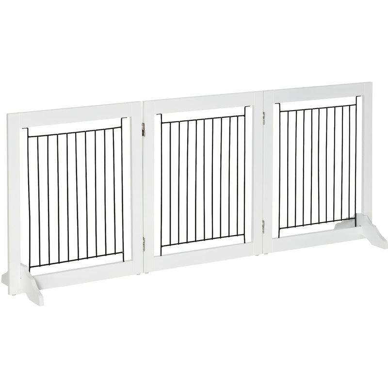 Freestanding Wooden Dog Gate, 3 Panel, Foldable, 61cm, White