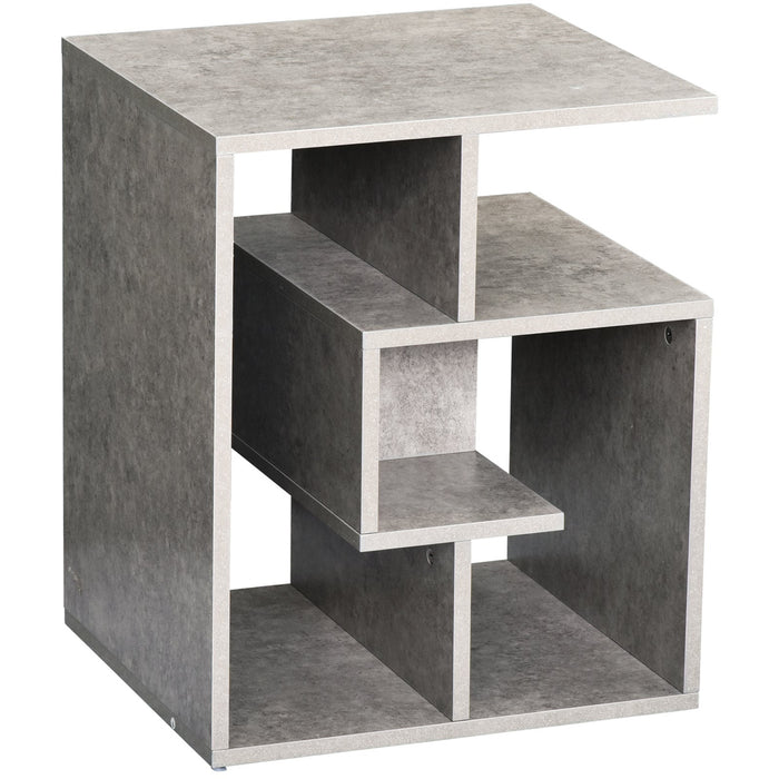 Geometric Side Table with Open Shelves, Living Room