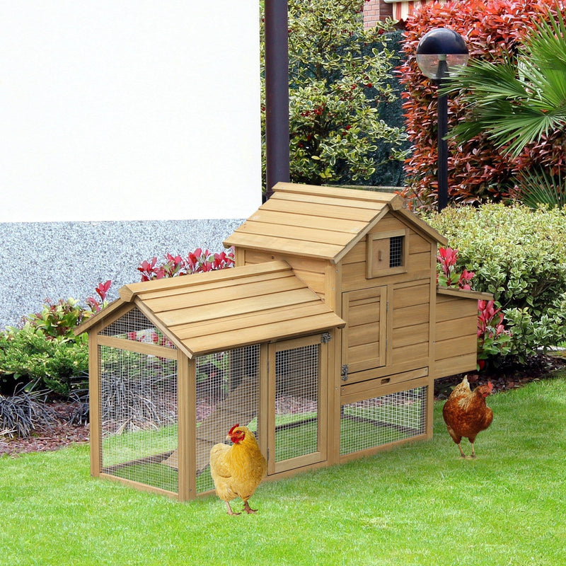 Chicken Coop and Run, For 2 Chickens, 150.5x54x87cm