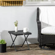 Outsunny Black Rattan Folding Table Outsunny