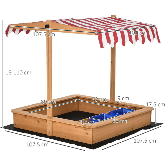 Wooden Sandpit With Canopy For Kids Age 3-7 Years