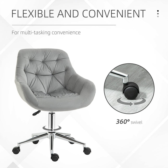 Grey Velvet Ergonomic Office Chair