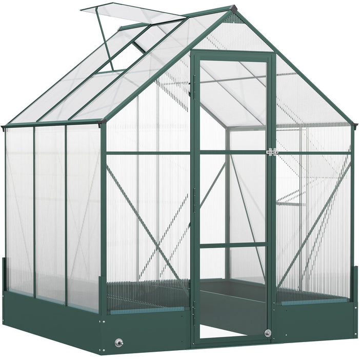 6x6 Polycarbonate Greenhouse, Custom Interior, Aluminium Frame