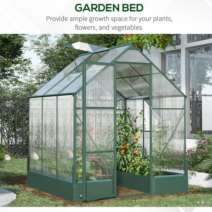 6x6 Polycarbonate Greenhouse, Custom Interior, Aluminium Frame