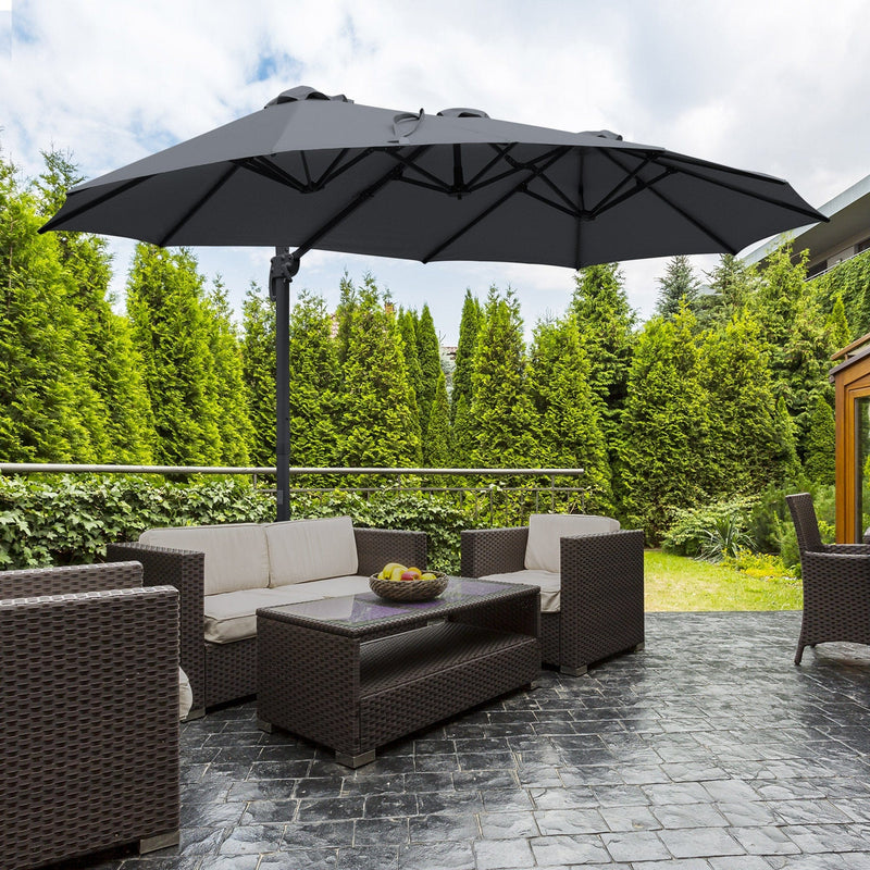 4.5m Roma Double Sided Cantilever Parasol With Cross Base