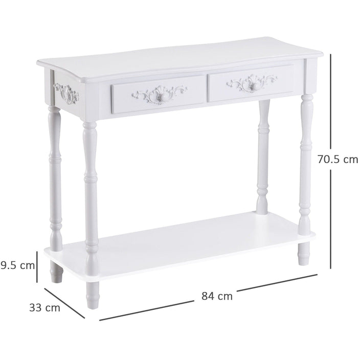 Modern Console Table For Entryway - Shelves, Drawers - Ivory