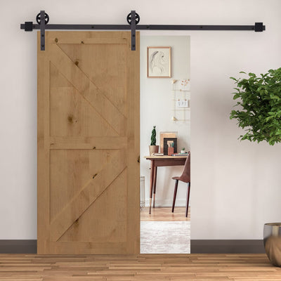 6FT/1830mm Modern Sliding Barn Door Hardware Kit Homcom