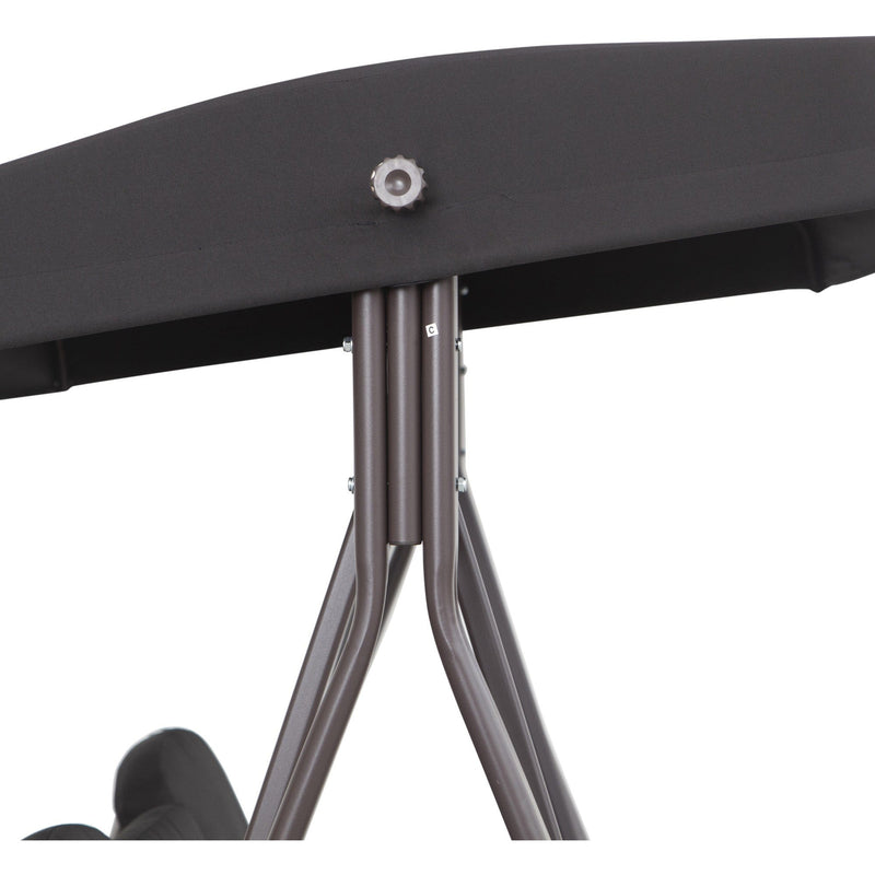 Black Outdoor Swing Chair With Canopy & Cup Trays Outsunny