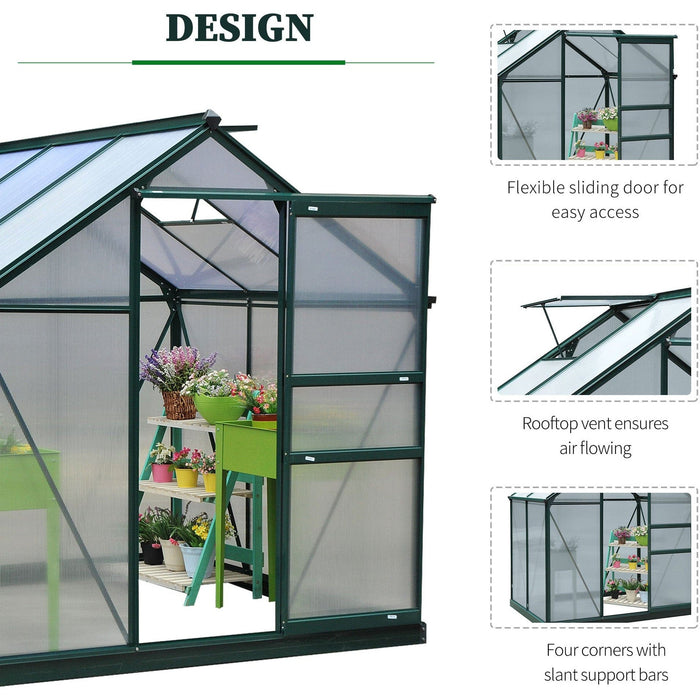 Polycarbonate Greenhouse, Walk In, Galvanised Frame, Clear