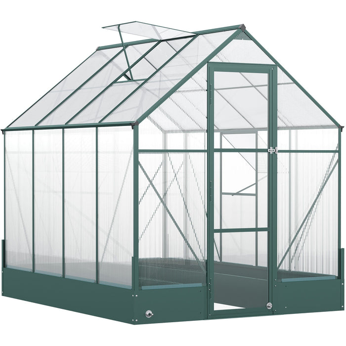 6x8ft Polycarbonate Greenhouse, Custom Interior, Steel Frame