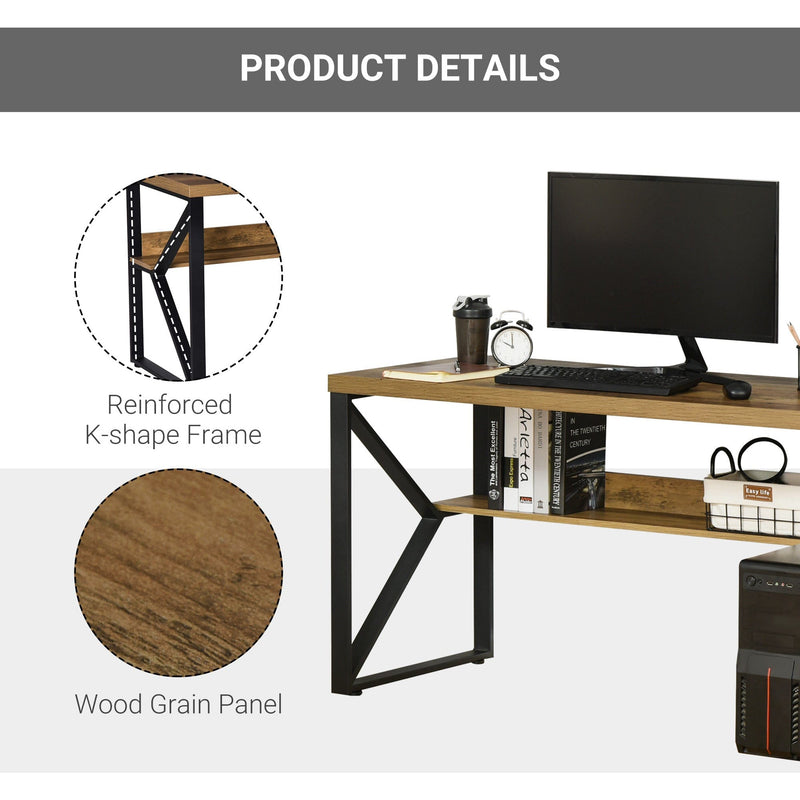 Home Office Desk, Shelf, Computer Table, Black/Brown