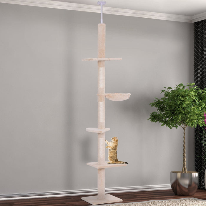 5-Tier Ceiling to Floor Cat Tree, Activity Centre, 230-260cm