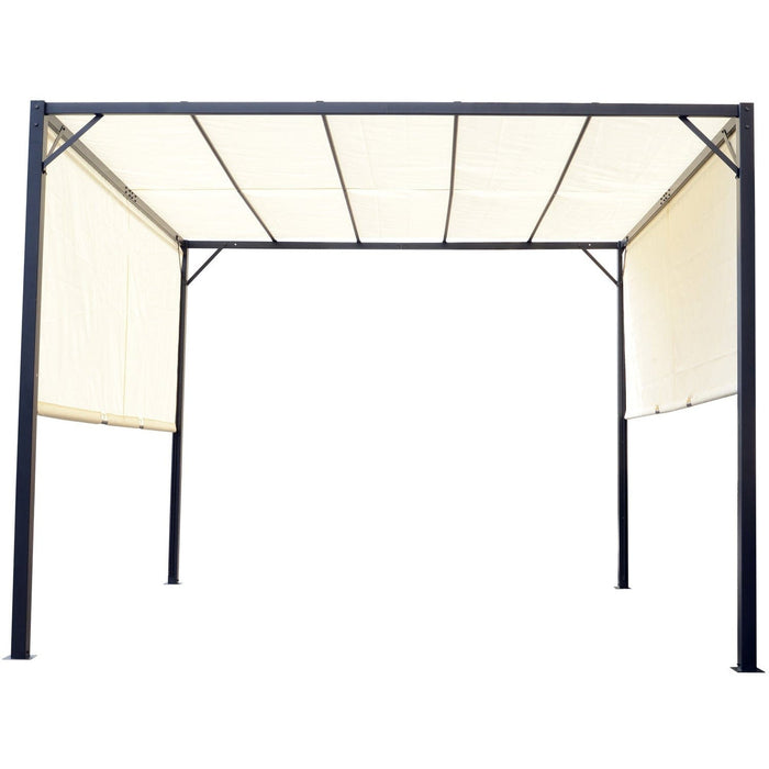 Metal Pergola With Sliding Canopy, 3x3m, Cream