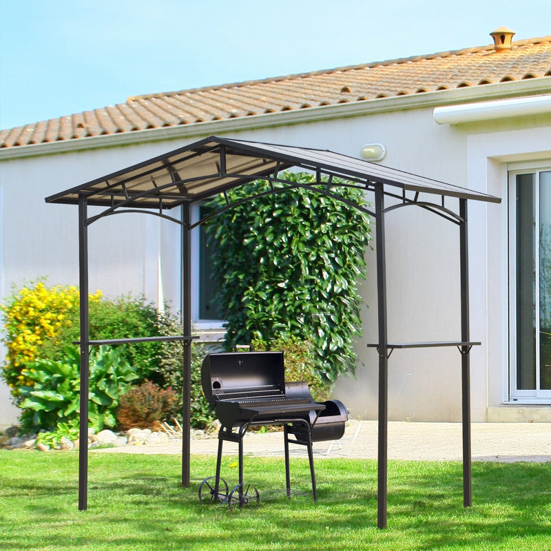 Metal Frame BBQ Gazebo, Hard Roof, 8ft x 5ft