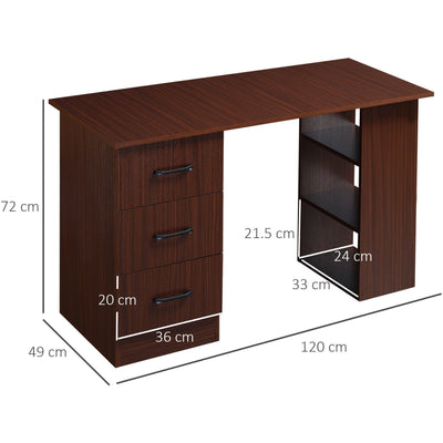 120cm Home Office Computer Desk with Storage Shelves Homcom