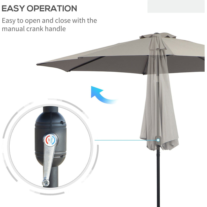 3m Tilting Garden Parasol with Crank Handle Outsunny