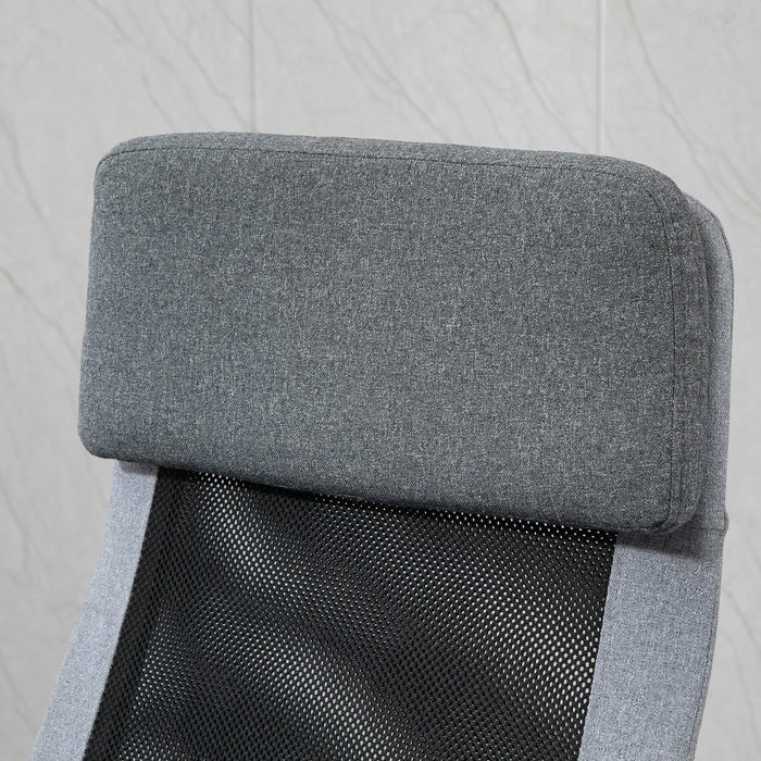 Grey High Back Linen-Mesh Swivel Office Chair