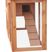 Rabbit 2 Tier Fir Wood Small Animal Hutch w/ Ramp Brown AOSOM