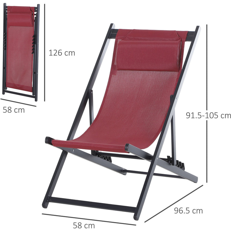 Folding Wooden Deck Chairs, Set of 2