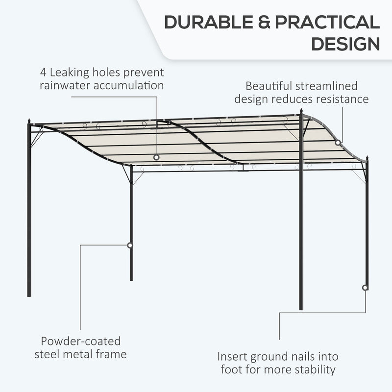 Wall Mounted Gazebo Canopy, Steel Frame, 4 x 3m