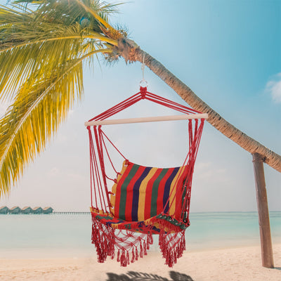 Colourful Striped Hammock Chair Swing, Indoor/Outdoor Outsunny