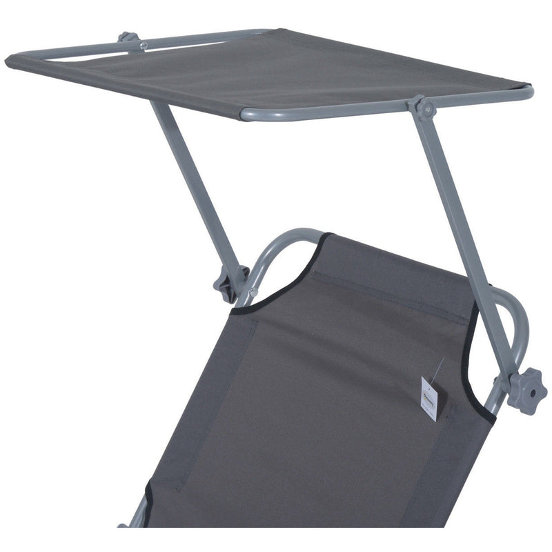 Folding Sun Lounger With Canopy Outsunny