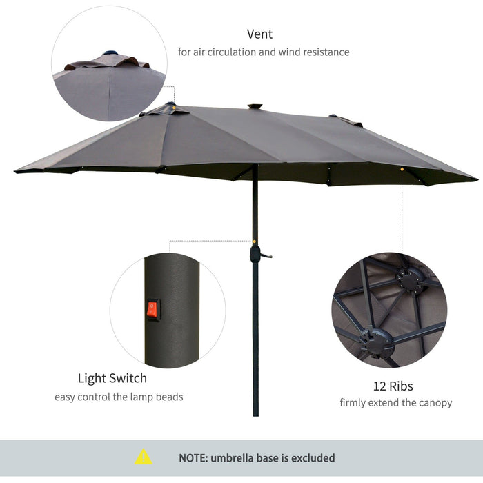 4.4m Double Sided LED Garden Parasol - Patio Sun Shade