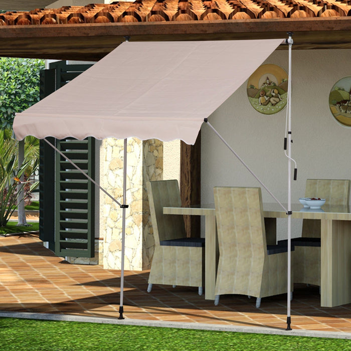 Manual Awning For Patio - Adjustable Frame, 2 x 1.5m Beige