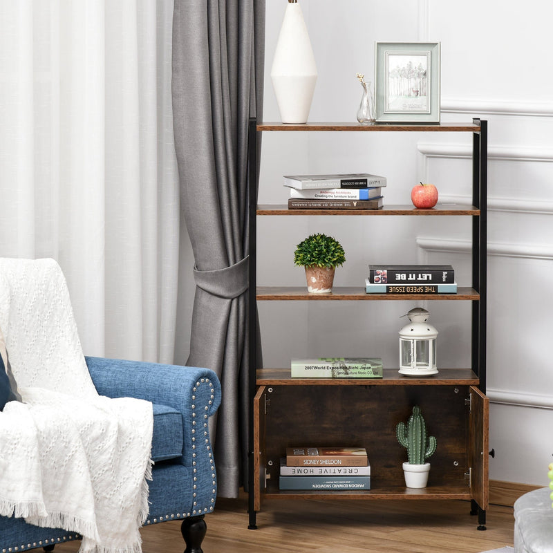 3 Tier Industrial Bookshelf, Rustic Brown, Storage Cabinet