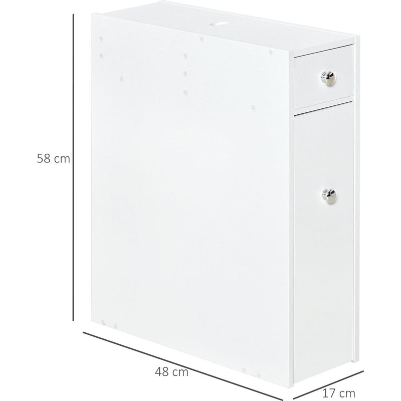Slim Bathroom Storage Cabinet, 17W x 48D x 58Hcm, White