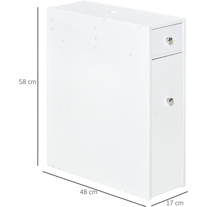 Slim Bathroom Storage Cabinet, 17W x 48D x 58Hcm, White