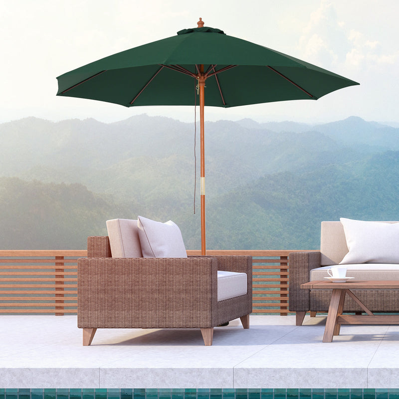 2.5m Wooden Garden Parasol - Top Vent