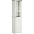 White Tall Bathroom Cabinet With Door & Adjustable Shelves Kleankin