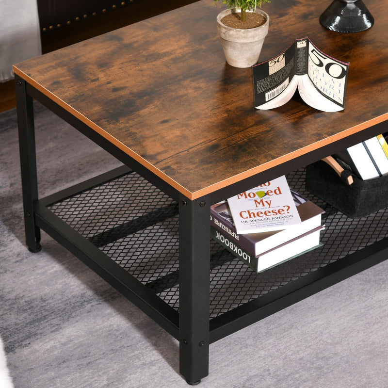Industrial Coffee Table Storage Shelf Metal Frame