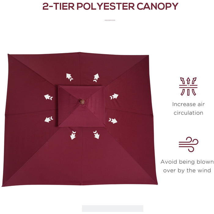 3m Patio Parasol Umbrella, Wine Red