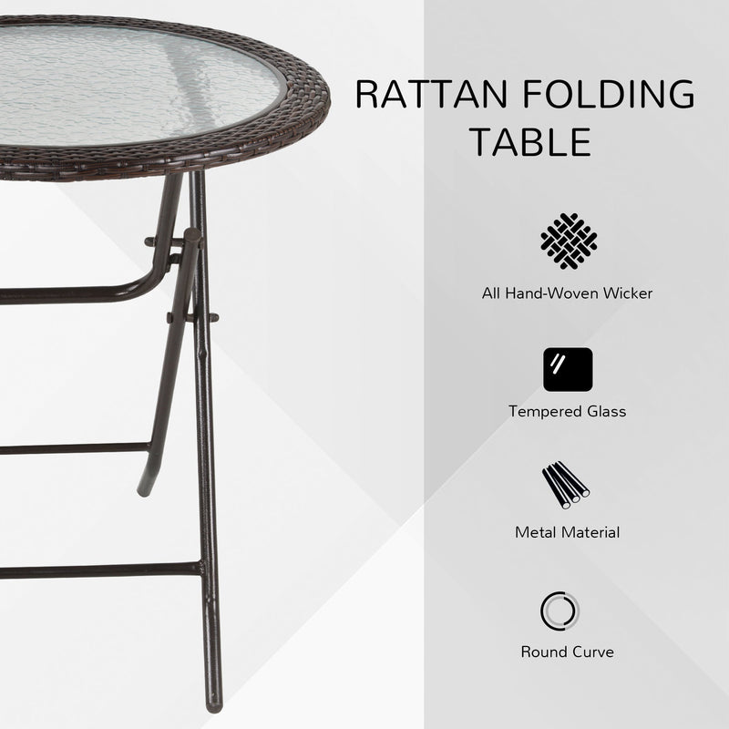 Round Glass Table with Rattan Edging