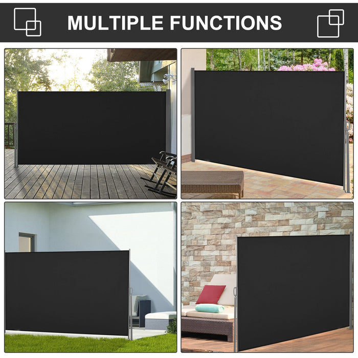 Retractable Privary Screen For Patio, 3x1.6M, Black