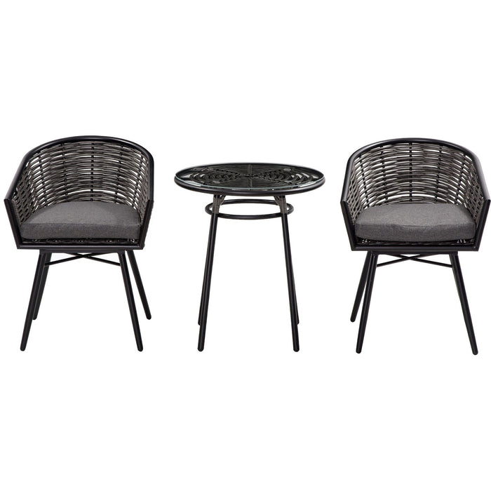 3 Piece Rattan Bistro Table and Chairs