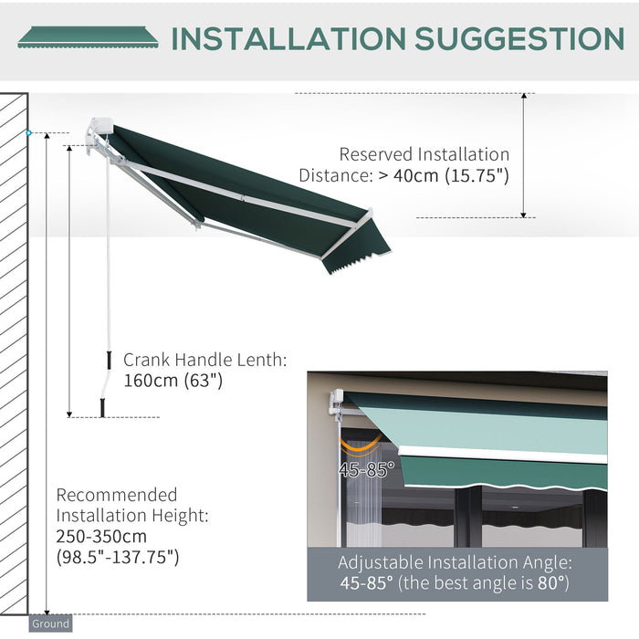 Manual Retractable Garden Patio Awning, 2.5m x 2m