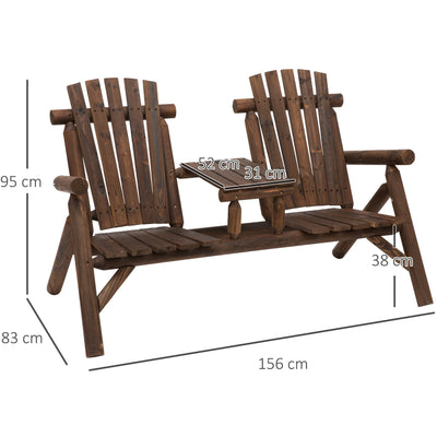 Wooden Love Seat For Garden Outsunny