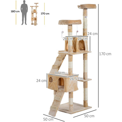 Cream Cat Activity Tree, Scratching Post, Climbing Tower Pawhut